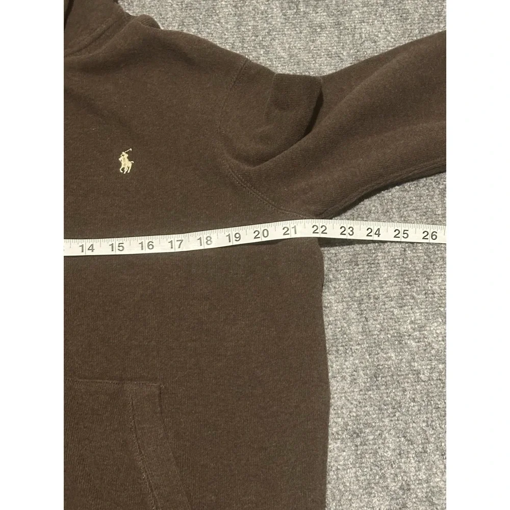 Polo Ralph Lauren Double Zip Hoodie Brown Men's L Sweatshirt 100% Cotton Vintage